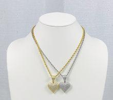 Load image into Gallery viewer, Diamond Heart Pendant Rope Chain - Gold
