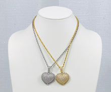 Load image into Gallery viewer, Blinged Out Heart Pendant Rope Chain - Gold