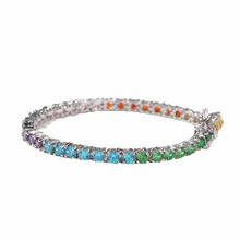 Load image into Gallery viewer, Rainbow Tennis Bracelet - Silver