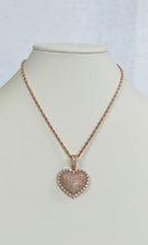 Load image into Gallery viewer, Blinged Out Heart Pendant Rope Chain - Rose Gold
