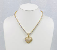 Load image into Gallery viewer, Blinged Out Heart Pendant Tennis Necklace - Gold