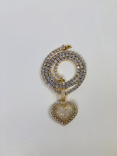 Load image into Gallery viewer, Blinged Out Heart Pendant Tennis Necklace - Gold