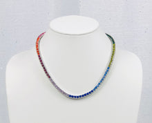 Load image into Gallery viewer, Rainbow Tennis Necklace - Silver