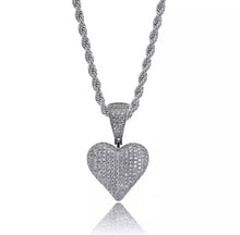 Load image into Gallery viewer, Diamond Heart Pendant Rope Chain - Silver