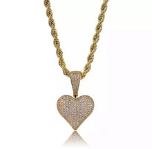 Load image into Gallery viewer, Diamond Heart Pendant Rope Chain - Gold