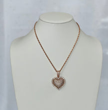 Load image into Gallery viewer, Blinged Out Heart Pendant Rope Chain - Rose Gold