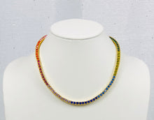 Load image into Gallery viewer, Rainbow Tennis Necklace - Gold