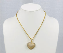 Load image into Gallery viewer, Blinged Out Heart Pendant Rope Chain - Gold