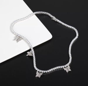 Butterfly Tennis Necklace - Silver