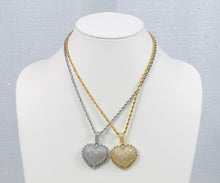 Load image into Gallery viewer, Blinged Out Heart Pendant Rope Chain - Gold
