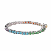 Load image into Gallery viewer, Rainbow Tennis Bracelet - Silver
