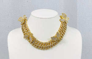 Butterfly Cuban Link Necklace - Gold