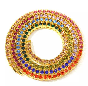 Rainbow Tennis Necklace - Gold