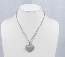 Load image into Gallery viewer, Blinged Out Heart Pendant Rope Chain - Silver
