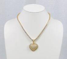 Load image into Gallery viewer, Blinged Out Heart Pendant Tennis Necklace - Gold
