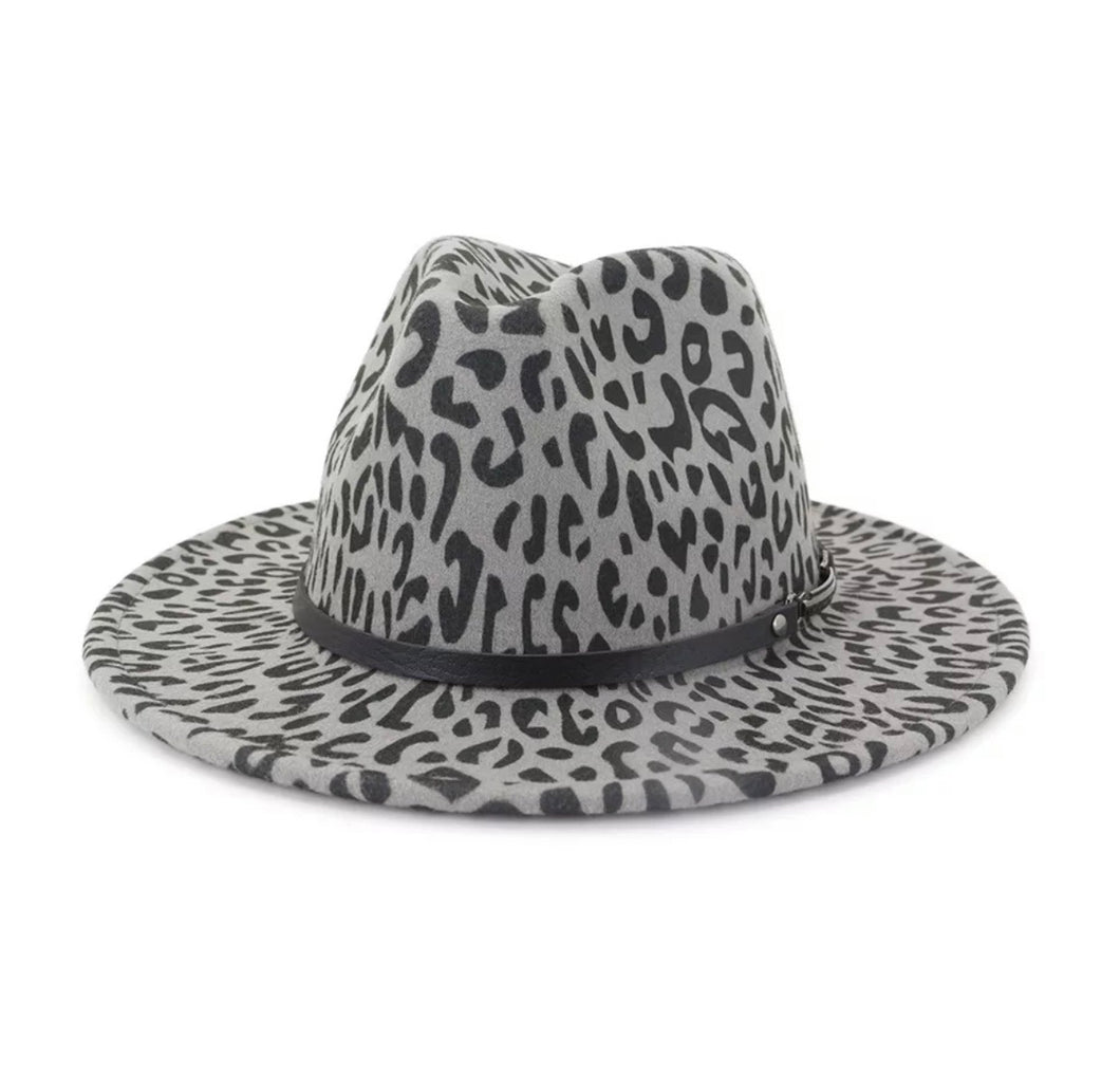 Shasta Leopard Fedora - Grey