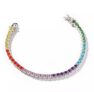 Rainbow Tennis Bracelet - Silver