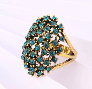 Leah Diamond Ring - Gold & Blue