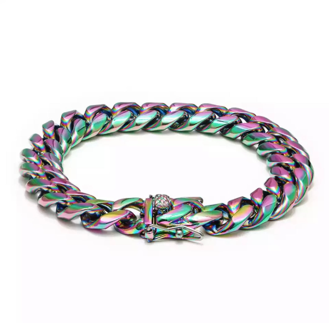 Arabella Cuban Link Bracelet- Rainbow