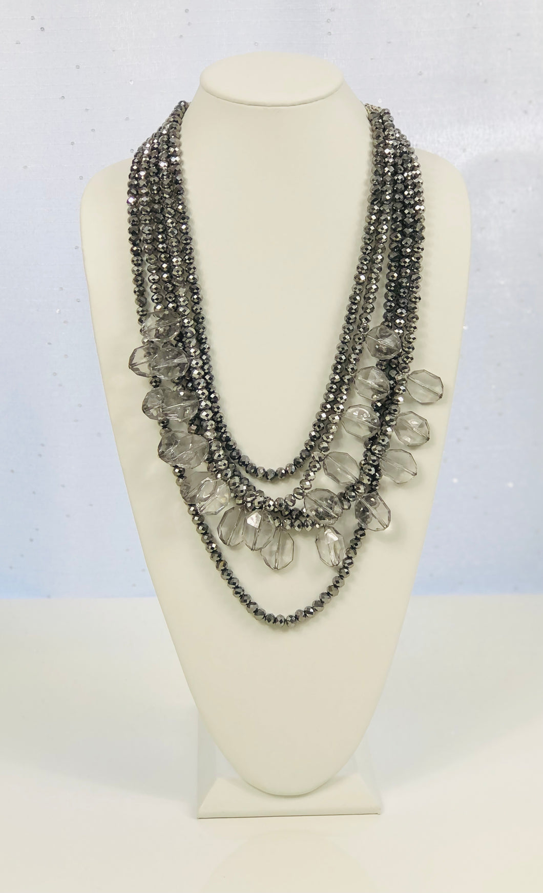 Kensington Glass Beads Necklace - Silver