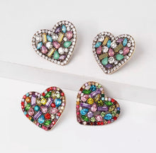 Load image into Gallery viewer, Crystal Heart Studs - Multi Colors
