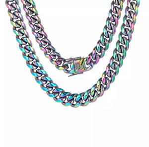 Arabella Cuban Link Necklace - Rainbow