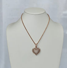 Load image into Gallery viewer, Blinged Out Heart Pendant Rope Chain - Rose Gold
