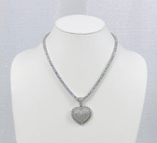 Load image into Gallery viewer, Blinged Out Heart Pendant Tennis Necklace - Silver
