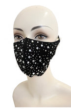 Load image into Gallery viewer, Square Rhinestone Embellished Mask - Black
