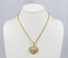 Load image into Gallery viewer, Blinged Out Heart Pendant Rope Chain - Gold
