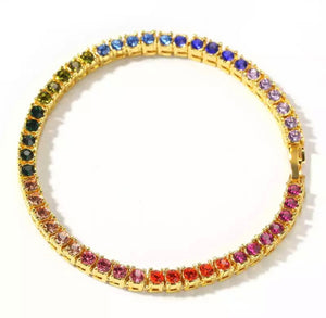 Rainbow Tennis Bracelet - Gold